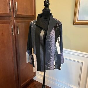 Women's Black and Purple Abstract Jacket